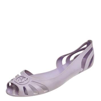 Pre Owned Gucci Purple Interlocking GG Jelly Ballet Flats Size 38