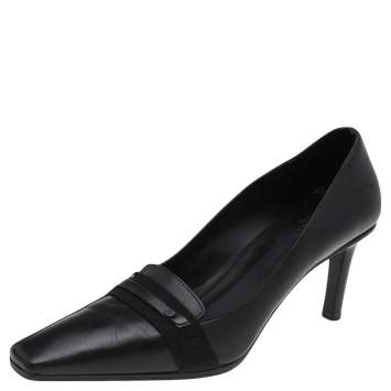 Pre Owned Gucci Vintage Black Leather Pumps Size 38.5