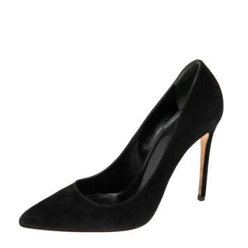 Pre Owned Gucci Black Suede Pointed Toe Pumps Size 38.5