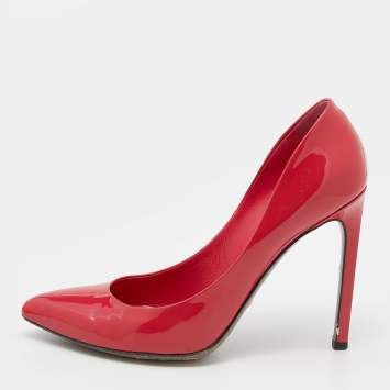 Pre Owned Gucci Pink Patent Leather Pointed Toe Pumps Size 38.5