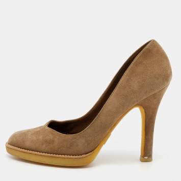 Pre Owned Gucci Tortilla Brown Suede Pumps Size 36.5