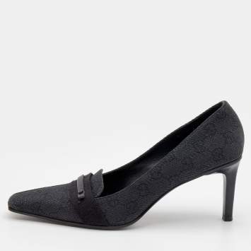Pre Owned Gucci Black GG Fabric Vintage Pumps Size 39