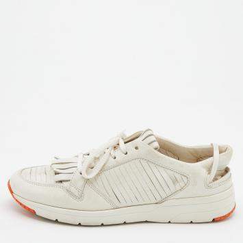 Pre Owned Gucci White Leather Tassel Low Top Sneakers Size 36.5