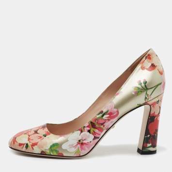 Pre Owned Gucci Multicolor Floral Leather Marine Pumps Size 38