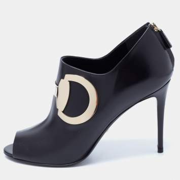 Pre Owned Gucci Black Leather Horsebit Roony Booties Size 39 