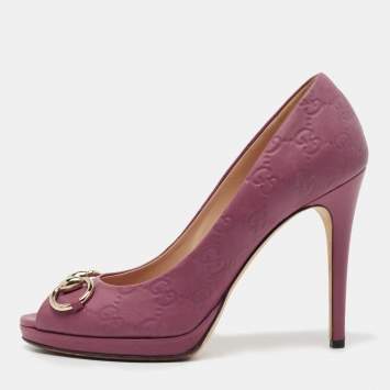 Pre Owned Gucci Pink Leather New Hollywood Pumps Size  37.5