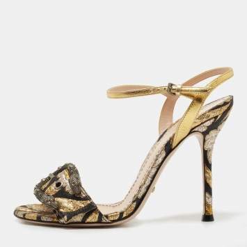Pre Owned Gucci Multicolor Leather Dionysus Accent Leather Sandals Size 37