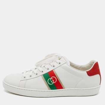 Pre Owned Gucci White Leather Interlocking G Ace Low Top Sneakers Size 39