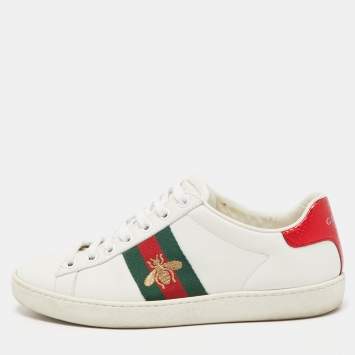 Pre Owned Gucci White Leather Ace Low Top Sneakers Size 35.5