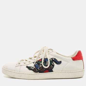 Pre Owned Gucci Multicolor Leather Ace Kingsnake Sneakers Size 39