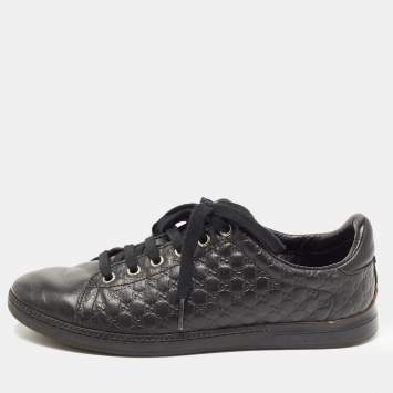Pre Owned Gucci Black Microguccissima Leather Low Top Sneakers Size 35.5