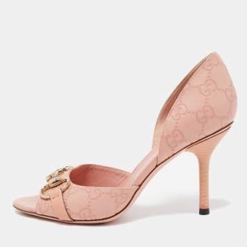 مملوكة مسبقًا Gucci Pink Guccissima Leather Horsebit D'orsay Pumps Size 36