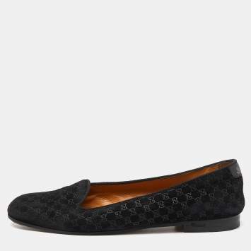 Pre Owned Gucci Black Microguccissima Suede Smoking Slippers Size 40