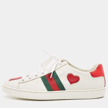 Pre Owned Gucci White Leather Ace Low Top Sneakers Size 37.5