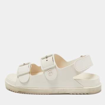 Pre Owned Gucci Cream Rubber Mini Double G Dad Sandals Size 39