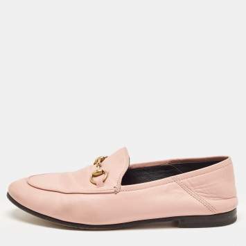 Pre Owned Gucci Pink Leather Jordaan Loafers Size 37