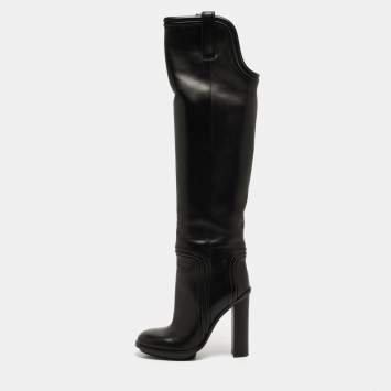 مملوكة مسبقًا Gucci Black Leather Trish Knee Length Boots Size 36