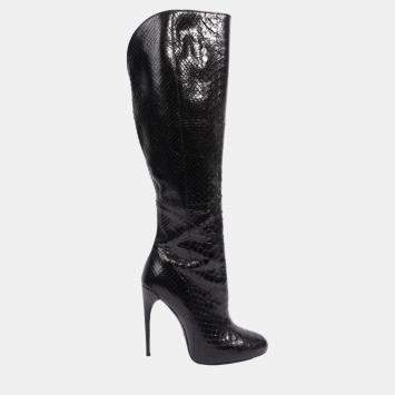 Pre Owned Gucci High Heel Boot 120 Black Python EU 38 UK 5