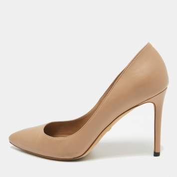 Pre Owned Gucci Brown Leather Pointed Toe Pumps Size 37