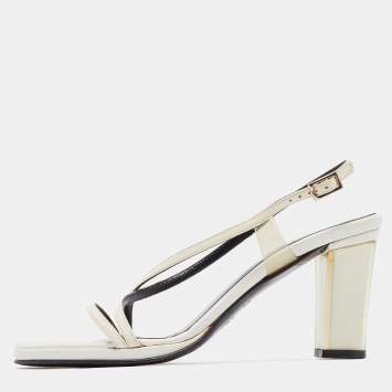 Pre Owned Gucci White Leather and PVC Slingback Sandals Size 35.5