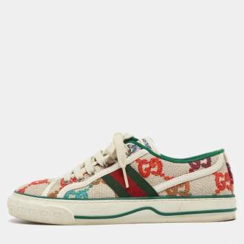 Pre Owned Gucci Multicolor Embroidered GG Canvas Tennis 1977 Sneakers Size 35.5