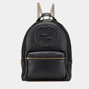 Gucci Black Soho Leather Chain Backpack