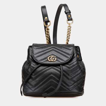Gucci Black GG Marmont Matelasse Calfskin Backpack