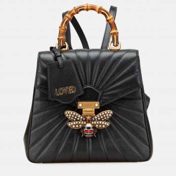 Pre Owned Gucci Calfskin Bamboo Trapuntata Queen Margaret Backpack