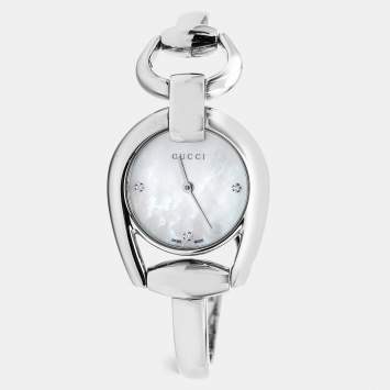 Gucci Mother Of Pearl Stainless Steel Horsebit YA139506  Women's Wristwatch 28 mm