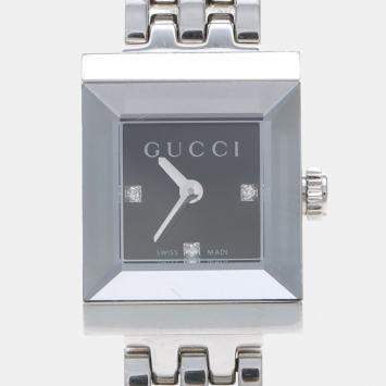 Pre Owned Gucci G Frame YA128507 Quartz Color Diamonds Stainless Steel Women's Wristwatch 14mm