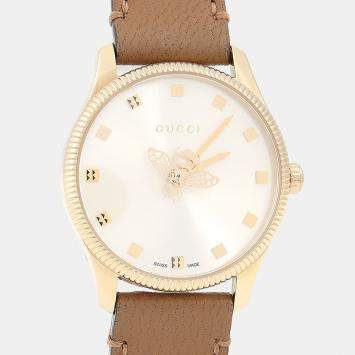 Pre Owned Gucci G Timeless 126.5 Quartz White Stainless Steel Women's Wristwatch 29mm