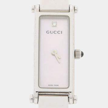 Pre Owned Gucci G Line 1500L White Stainless Steel Quartz Women's Watches 12*24mm