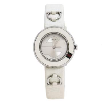 Pre Owned Gucci Silver Stainless Steel U-Play 129.5 Women's Wristwatch 27 mm