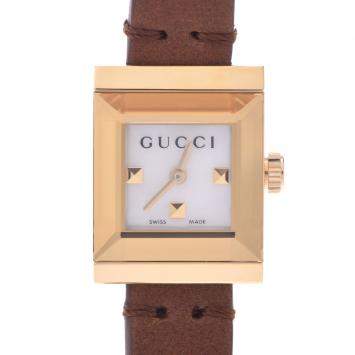 Pre Owned Gucci MOP Gold Plated Stainless Steel YA128521 128.5 Quartz Women's Wristwatch 14 MM