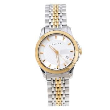 Pre Owned Gucci Silver Two-Tone Stainless steel G Timeless 126.5 Women's Wristwatch 27 mm
