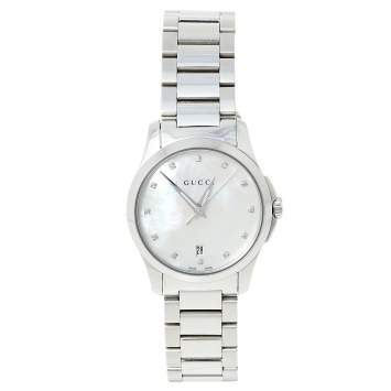 Gucci Mother of Pearl Stainless Steel G-Timeless YA126542 Women's Wristwatch 27 mm