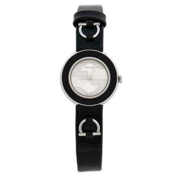 Gucci Black Stainless Steel Leather 129.5 U-Play Women's Wristwatch 27 mm