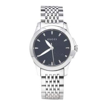 Pre Owned Gucci Black Stainless Steel G-Timeless 126.5 Women's Wristwatch 27 mm