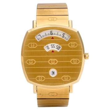 Pre Owned Gucci Yellow Gold Plated Stainless Steel Grip 157.4 Women's Wristwatch 35 mm