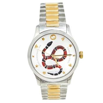 Gucci Silver Snake Two Tone Stainless Steel G-Timeless YA1264075 Men's Wristwatch 38 mm