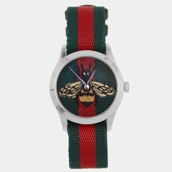 Pre Owned Gucci Multicolor Stainless Steel Nylon Le Marche Des Merveilles Unisex Wristwatch 38 mm