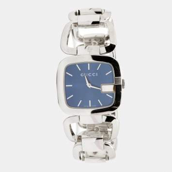 Pre Owned Gucci Blue Stainless Steel G-Gucci 125.4 Women's Wristwatch 32 mm