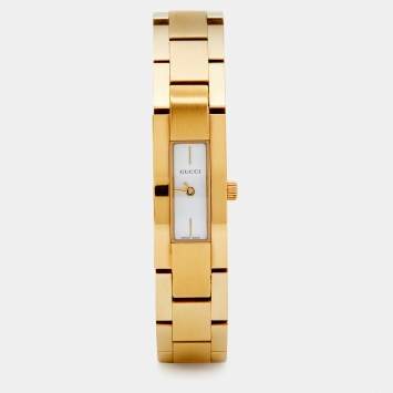 Pre Owned Gucci White Gold Plated Stainless Steel 4600L Women's Wristwatch 13 mm