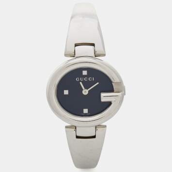 Pre Owned Gucci Black Stainless Steel Guccissima YA134501 Women's Wristwatch 27 mm
