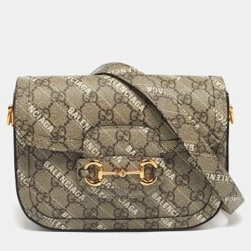 Pre Owned  حقيبة غوتشي x بالنسياغا بيج كانفاس GG سوبريم ساعة يد من الأعلى