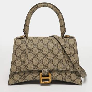 Pre Owned  حقيبة غوتشي x بالنسياغا بيج كانفاس GG سوبريم ساعة يد من الأعلى