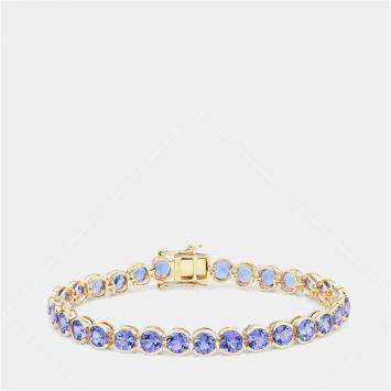 Pre Owned 12.60 cts Tanzanite 14K Yellow Gold Tennis Bracelet