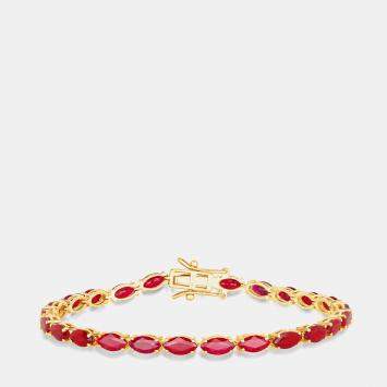 Pre Owned 9.50 cts Ruby 14K Yellow Gold Tennis Bracelet