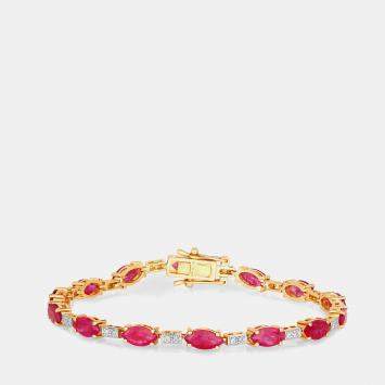 Pre Owned 7.00 cts Ruby and Diamond 14K Yellow Gold Tennis Bracelet