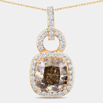 Pre Owned 2.50 cts Brown Diamond and Diamond 18K Yellow Gold Statement Pendant